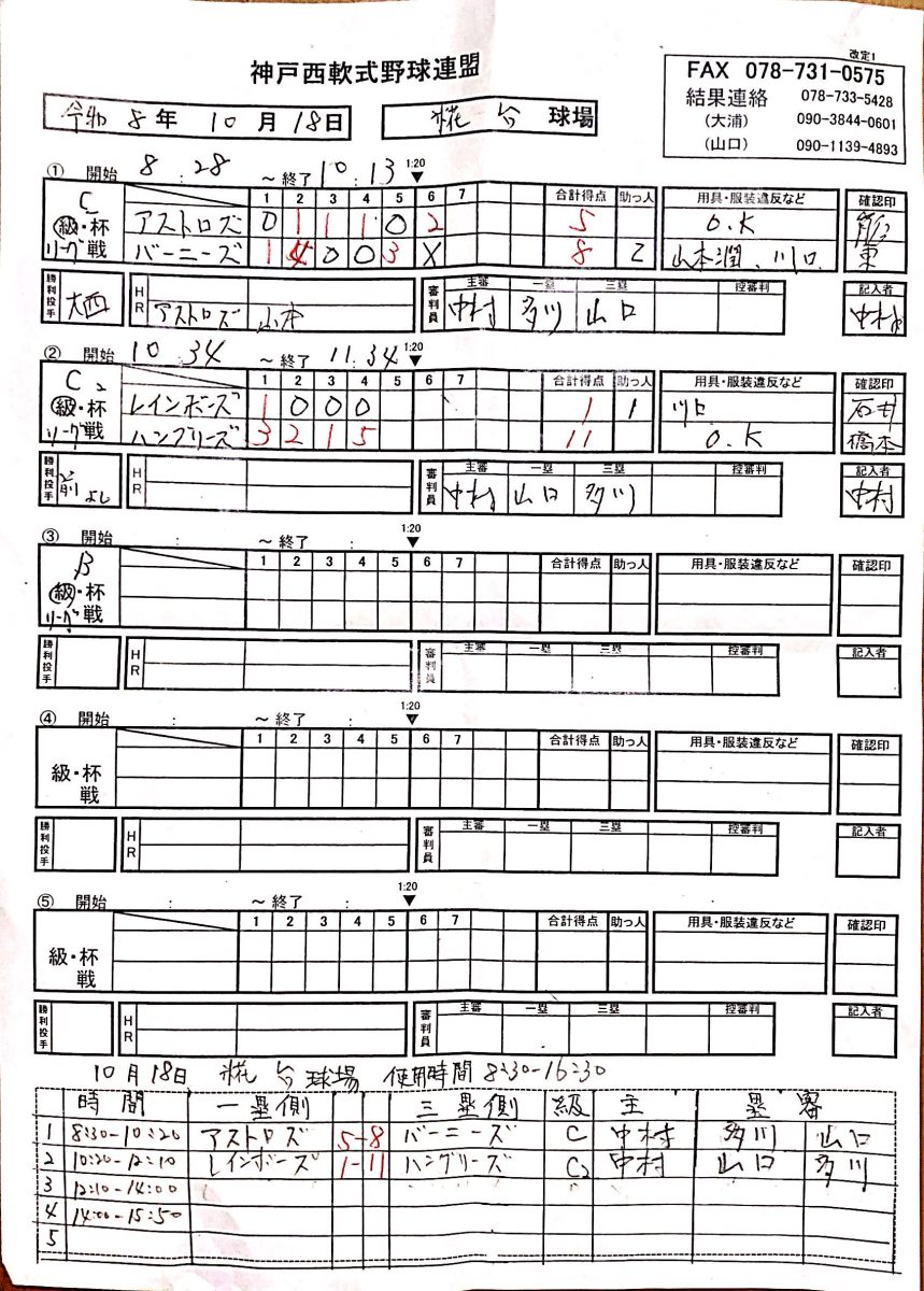 2026年10月18日試合結果